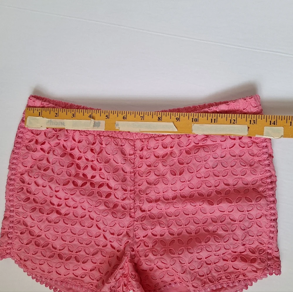 Lilly Pulitzer Pink Eyelet Shorts Pull On Cotton Pom Pom Elastic Kids L
